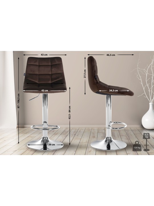 Barstol Jerry Velvet Chrome, brun