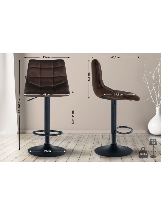 Barstol Jerry velvet, brun