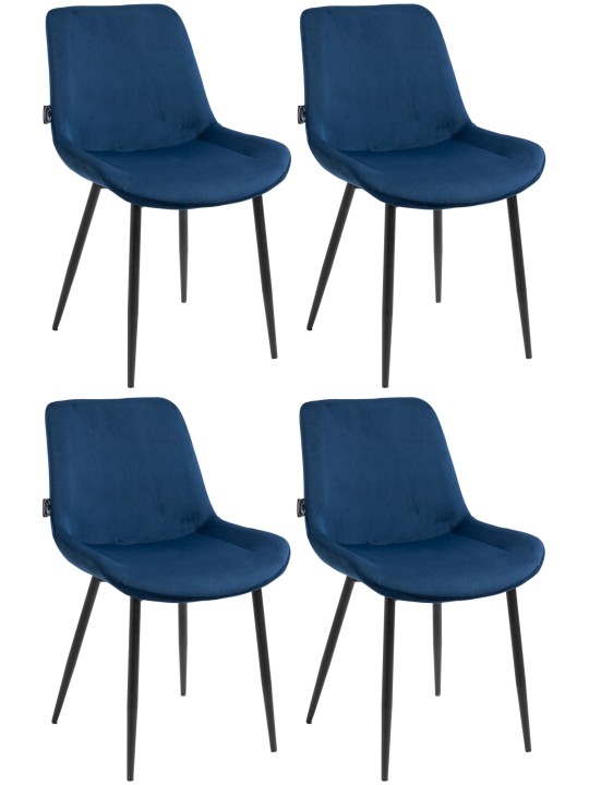 Sæt med 4 spisestuestole Victoria velvet, blå