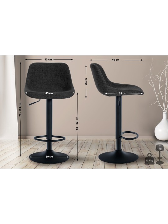 Barstol loft stof, sort