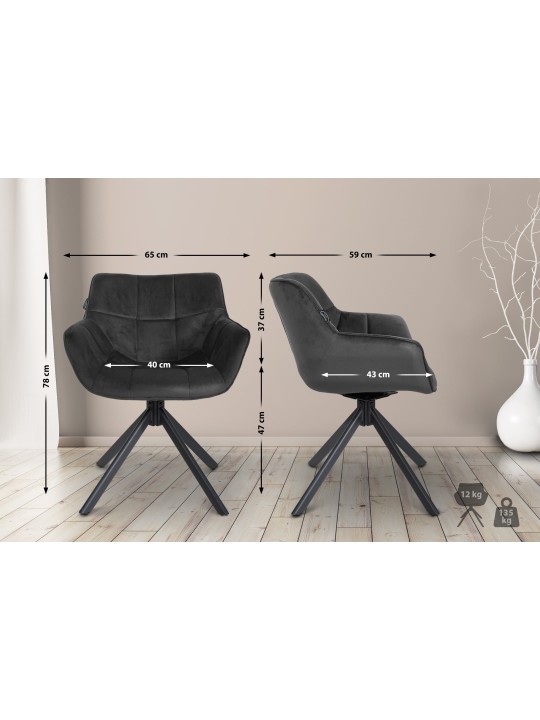 Stol Westport Velvet, mørkegrå