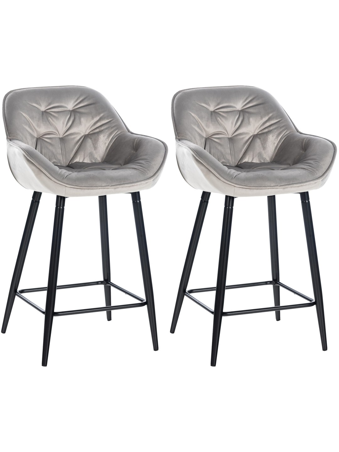 Sæt med 2 barstole Gibson 76 velvet, grå