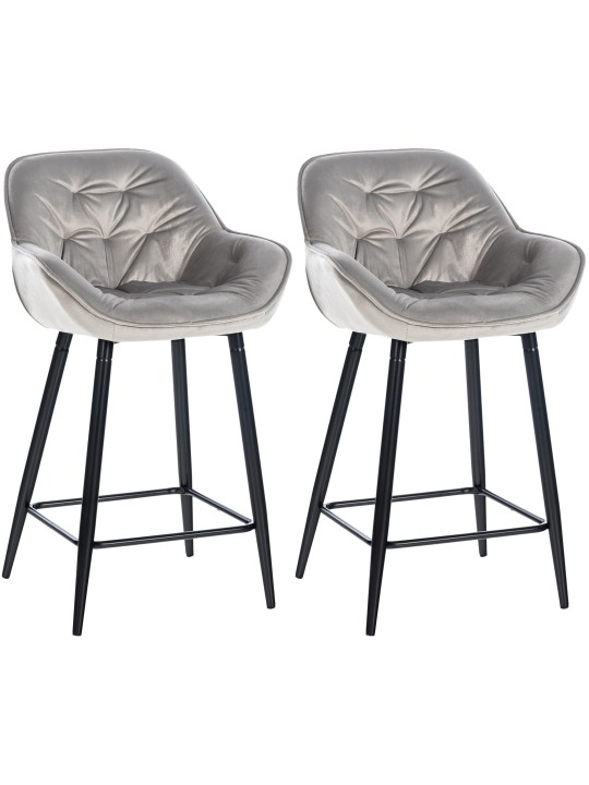 Sæt med 2 barstole Gibson 76 velvet, grå