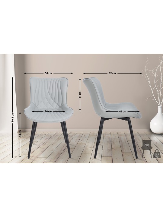 Stol Brady imiteret læder, grå