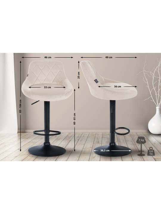 Barstol Lazio fløjl, creme