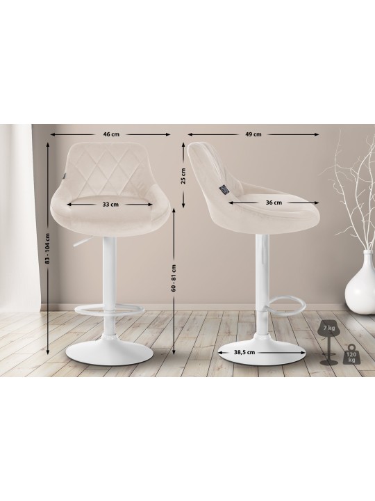 Barstol Lazio fløjl, creme