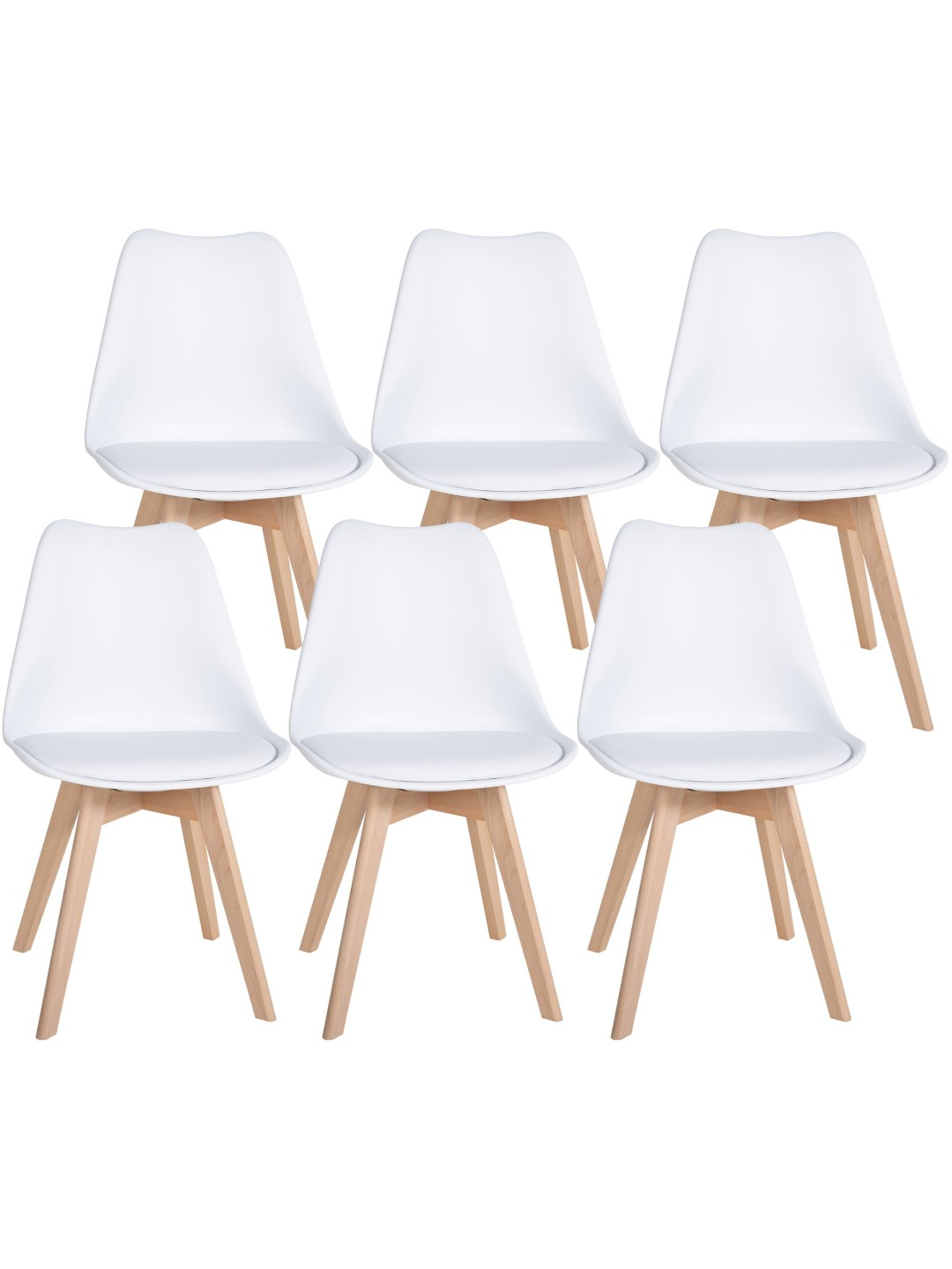 Sæt med 6 Ramsey spisestuestole, hvid