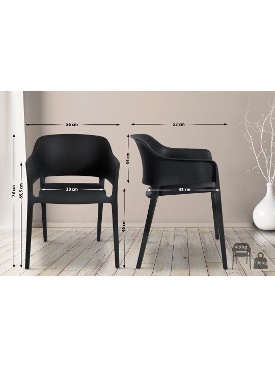 Sæt med 2 stabelstole Puebla, sort