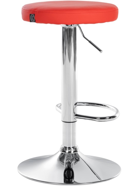 Barstol Ponte imiteret læder krom, rød