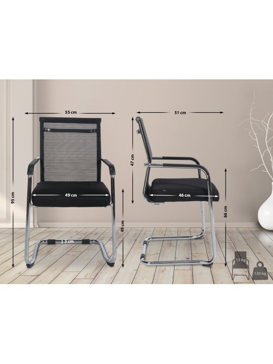 Sæt med 2 besøgsstole Denny, krom