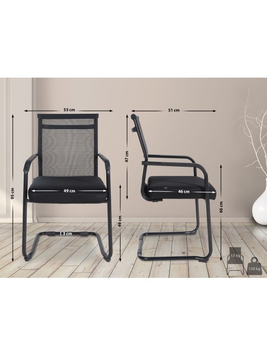 Sæt med 2 besøgsstole Denny, sort