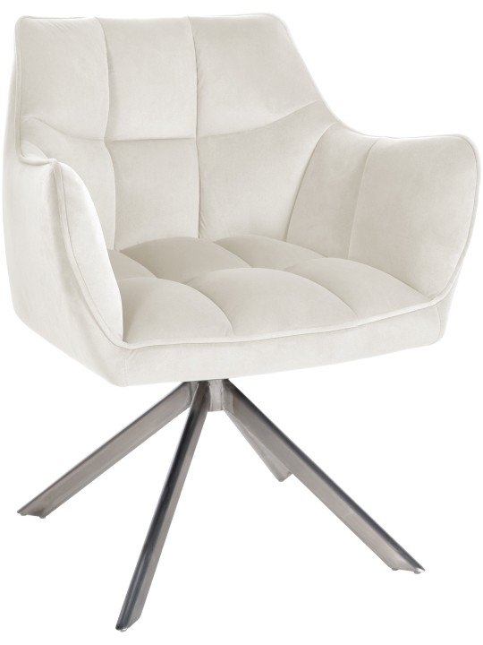 Spisestuestol Swing velour rustfrit stål, creme