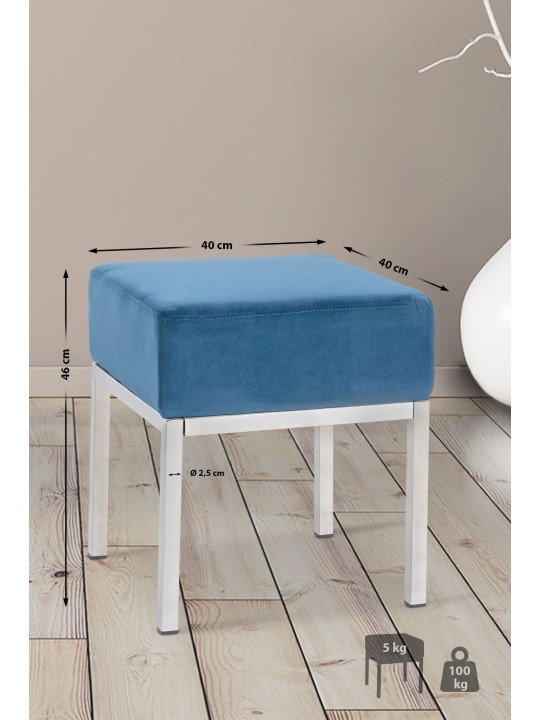 Taburet Lamega fløjl, blå
