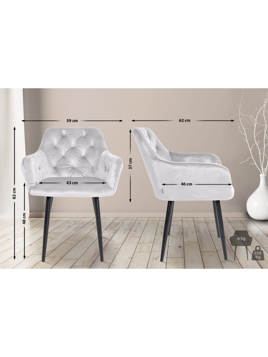 Stanley spisestuestol i fløjl, grå Stanley spisestuestol i fløjl, grå