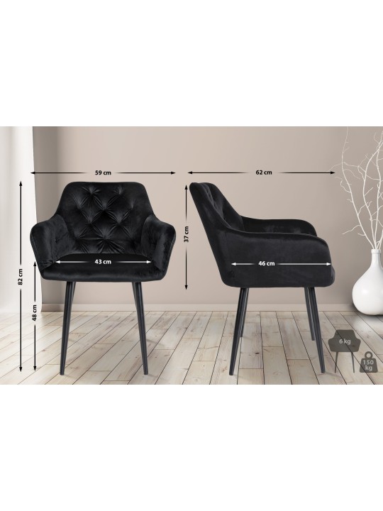 Stanley spisestuestol i fløjl, sort