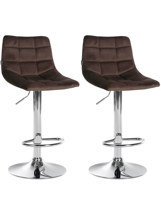 Sæt med 2 barstole Jerry velour chrome, brun