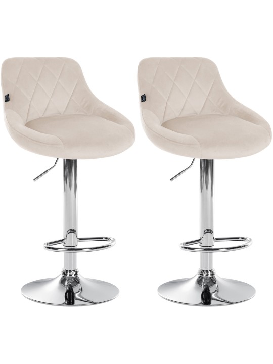 Sæt med 2 barstole Lazio fløjlskrom, creme Sæt med 2 barstole Lazio fløjlskrom, creme