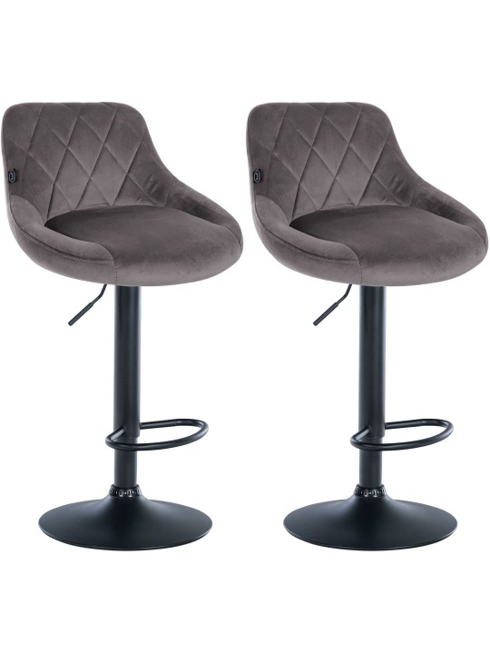 Sæt med 2 barstole Lazio fløjl, grå