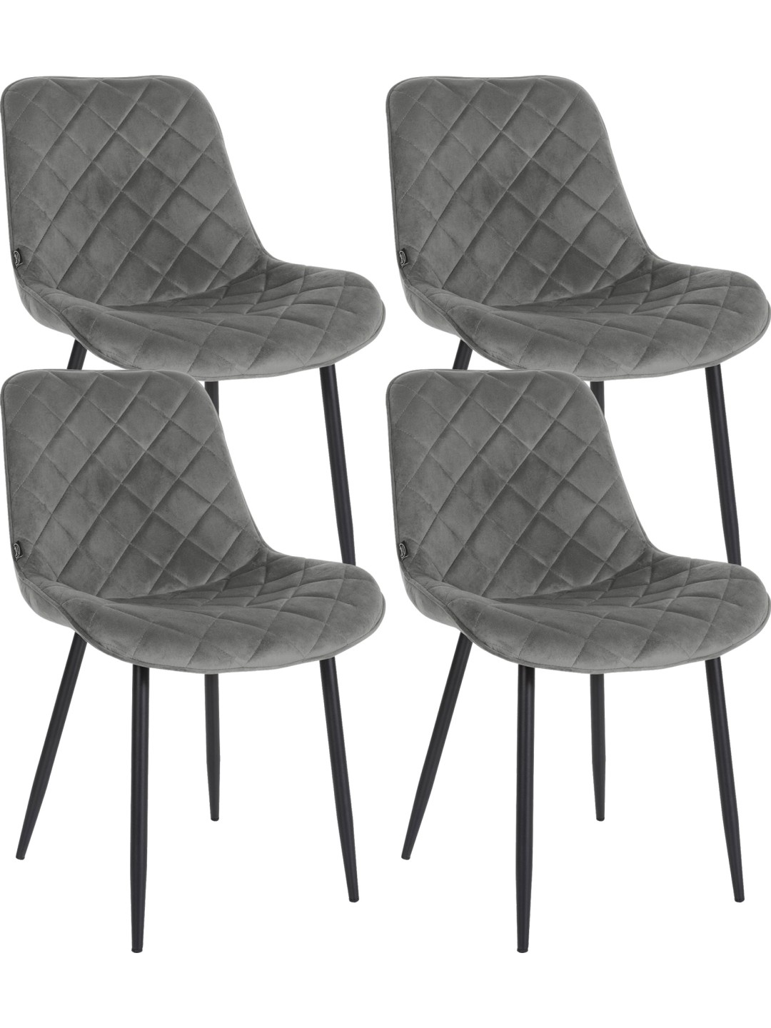 Sæt med 4 stole Springs Velvet, grå