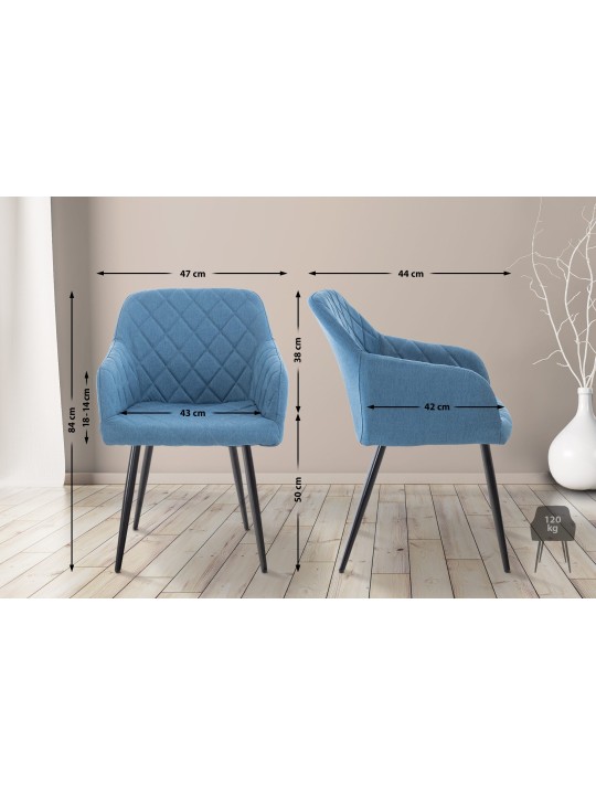 Spisestuestol Shila stof, blå