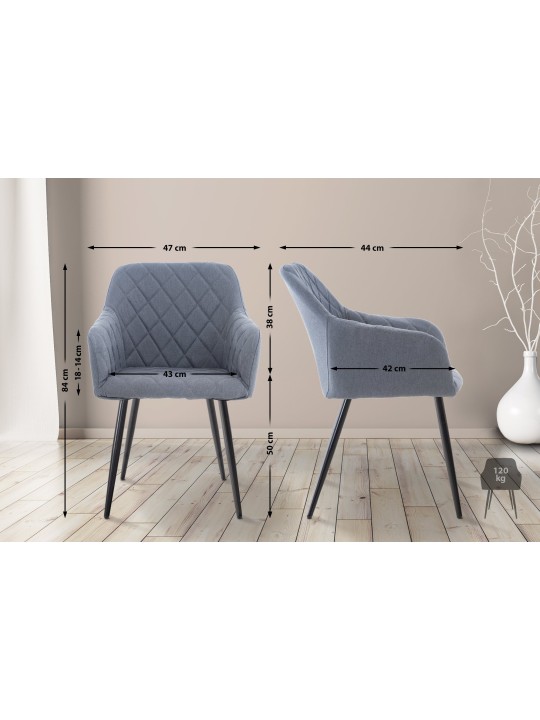 Spisestuestol Shila stof, mørkegrå