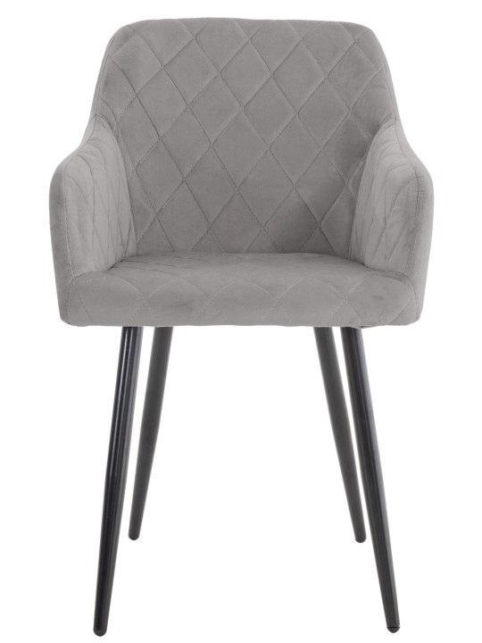 Sæt med 2 spisestuestole Shila velvet, grå