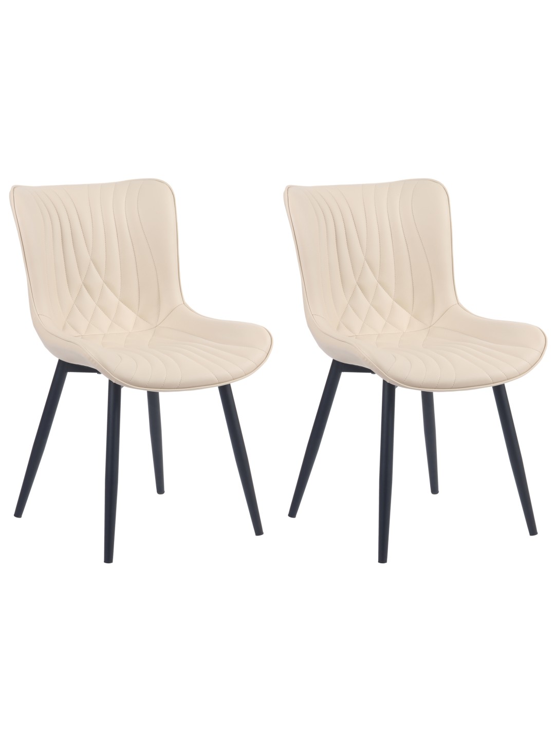 Sæt med 2 stole Brady imiteret læder, creme