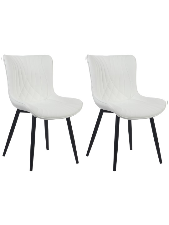 Sæt med 2 stole Brady imiteret læder, hvid