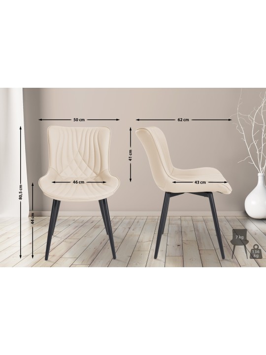 Sæt med 2 stole Brady imiteret læder, creme Sæt med 2 stole Brady imiteret læder, creme