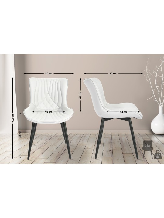 Sæt med 2 stole Brady imiteret læder, hvid