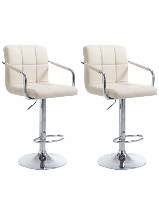 Sæt med 2 barstole Lucy V2 krom, creme