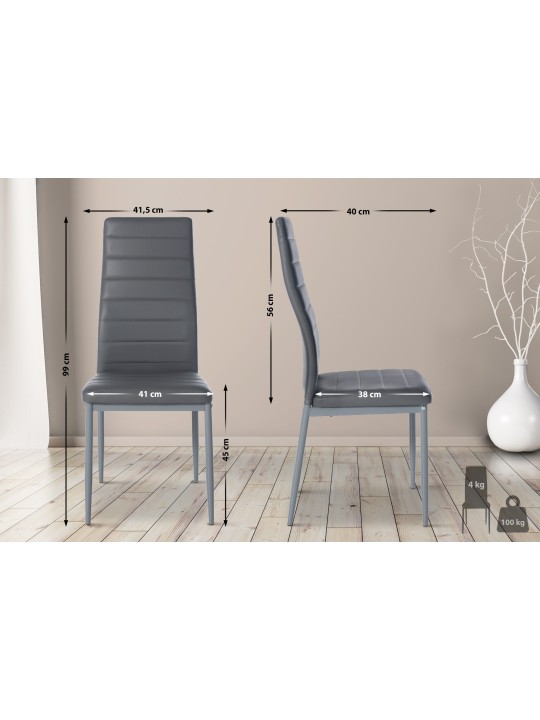 Mayfair spisestuestol i imiteret læder, grå