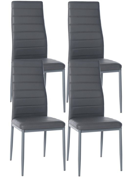 Sæt med 4 spisestuestole Mayfair imiteret læder, grå Sæt med 4 spisestuestole Mayfair imiteret læder, grå
