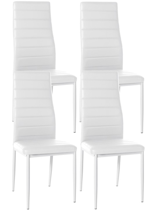 Sæt med 4 spisestuestole Mayfair imiteret læder, hvid