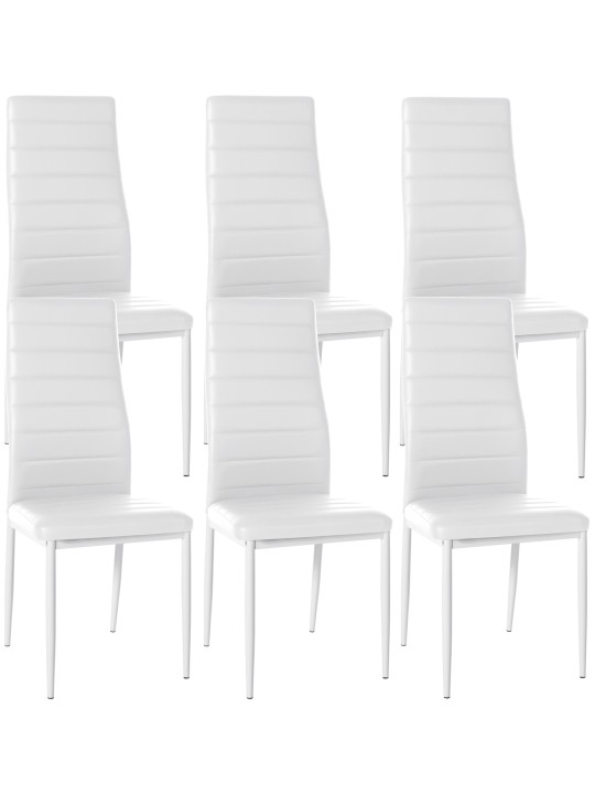 Sæt med 6 spisestuestole Mayfair imiteret læder, hvid Sæt med 6 spisestuestole Mayfair imiteret læder, hvid