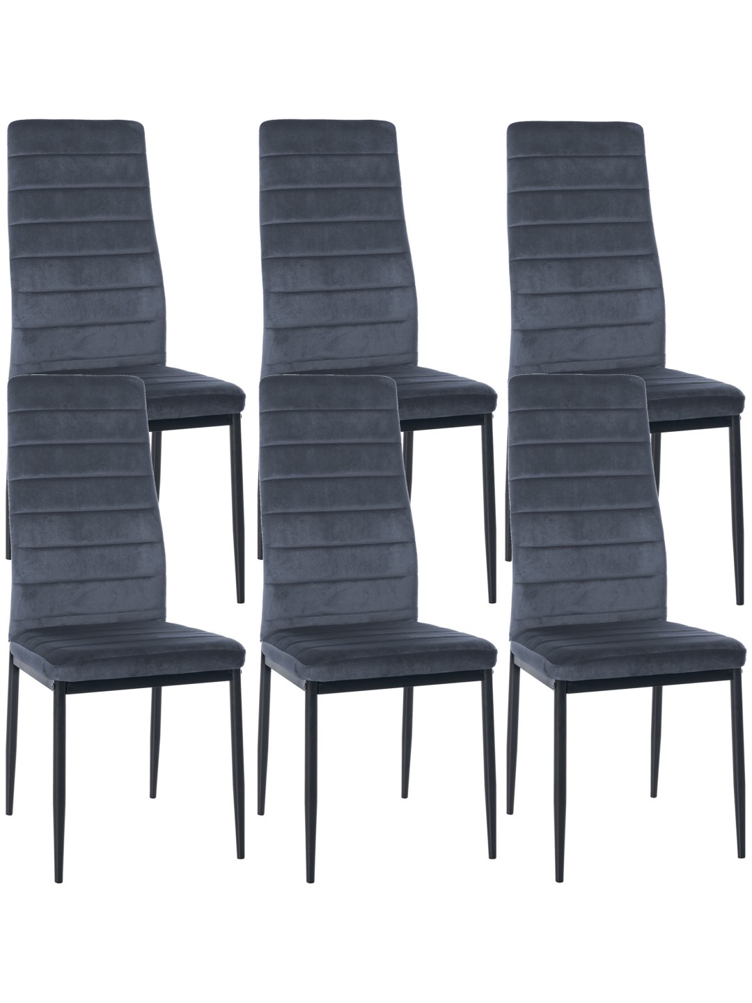 Sæt med 6 spisestuestole Mayfair velvet, lysegrå