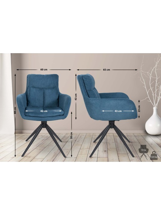 Spisestuestol Vilas stof, blå