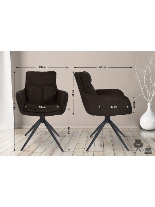 Spisestuestol Vilas stof, brun