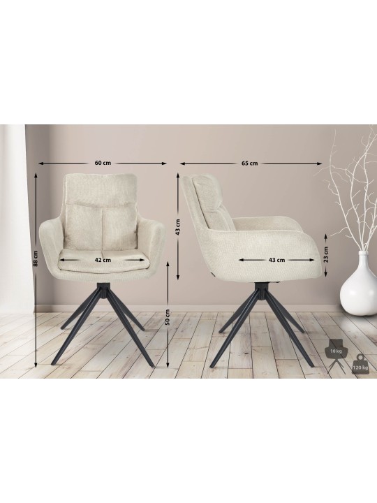 Spisestuestol Vilas stof, creme Spisestuestol Vilas stof, creme