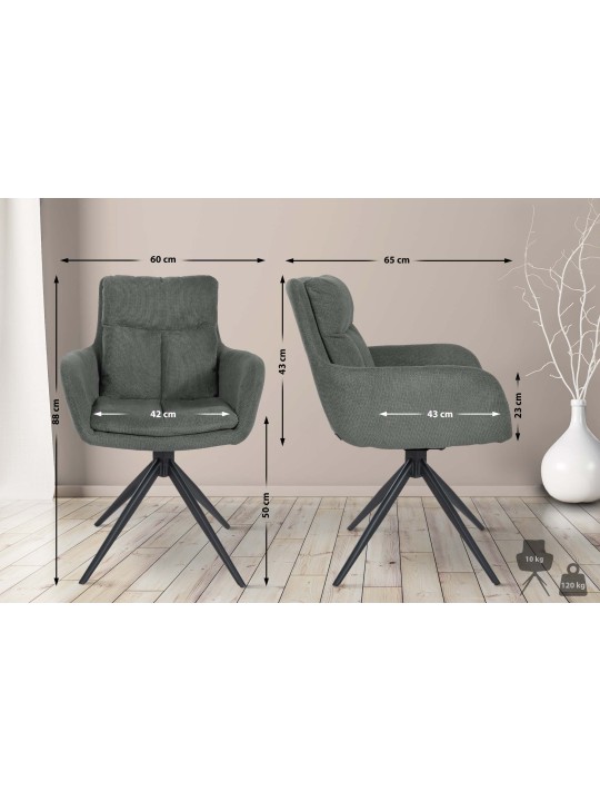 Spisestuestol Vilas stof, grå