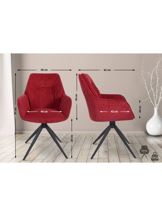 Spisestuestol Jules stof, rød Spisestuestol Jules stof, rød