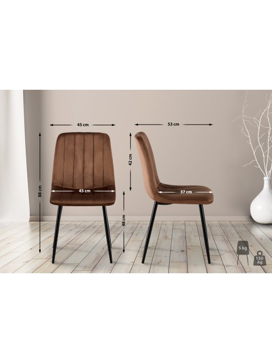 Stol Dijon fløjl, brun