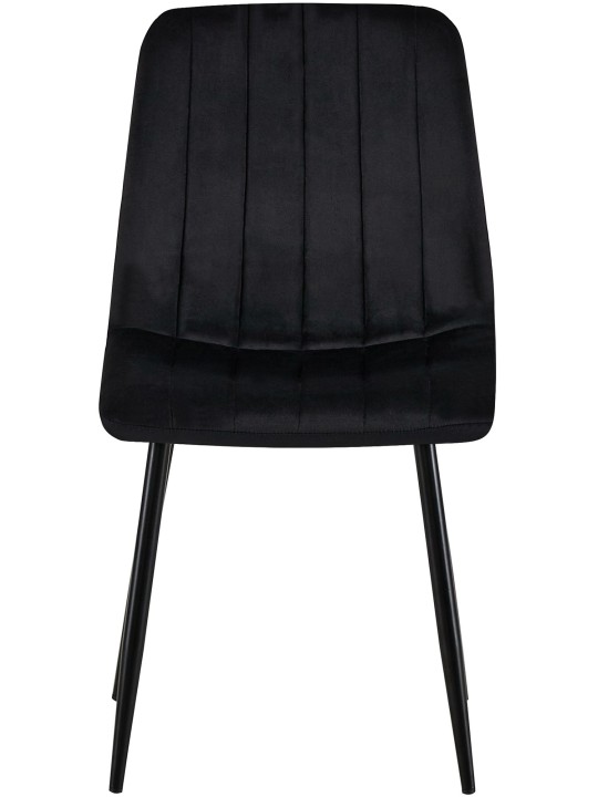 Sæt med 4 stole Dijon fløjl, sort
