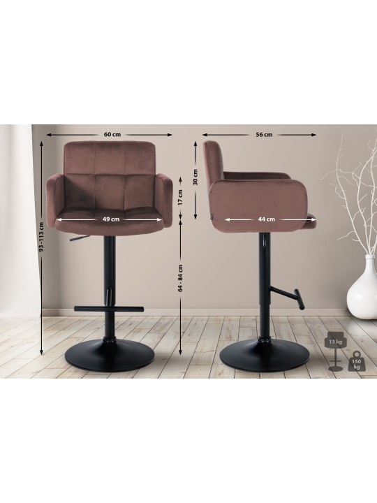 Barstol Los Angeles fløjl, brun Barstol Los Angeles fløjl, brun