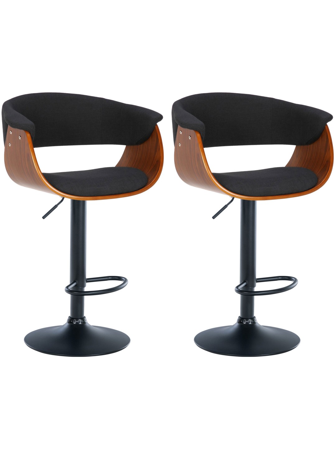 Sæt med 2 barstole Vestal stof, valnød/sort