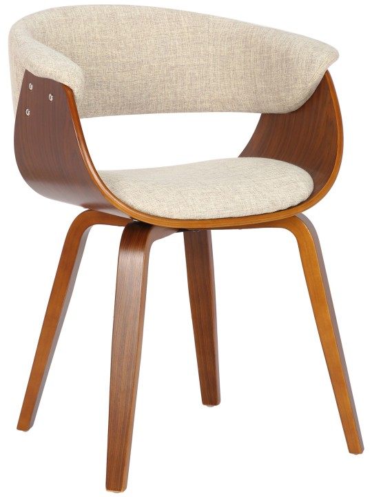 Sæt med 2 stole Bruce stof, valnød/creme