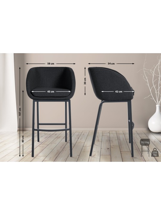 Barstol Rockhill B filt, antracit