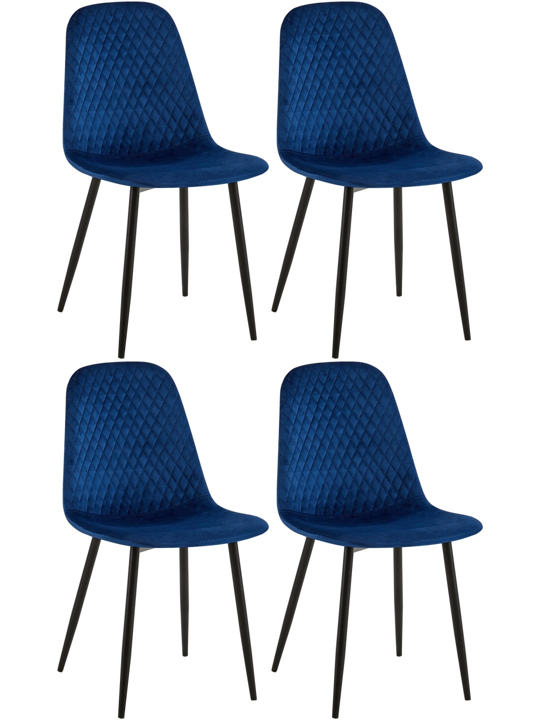 Sæt med 4 stole Giverny velvet, blå