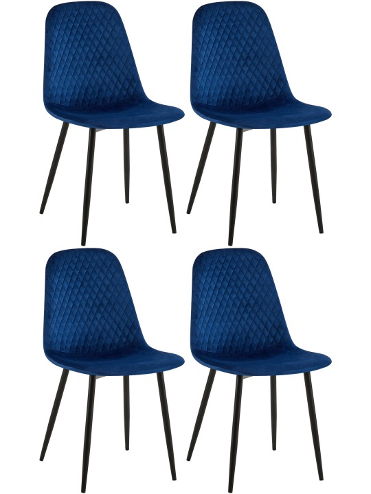 Sæt med 4 stole Giverny velvet, blå