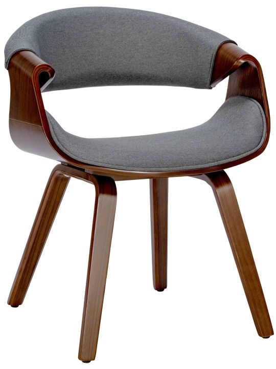 Spisestuestol Foley stof, valnød/grå